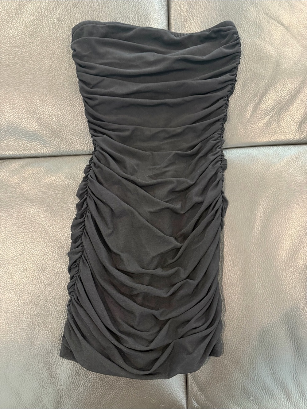 Katie J NYC Strapless Ruched Black Dress